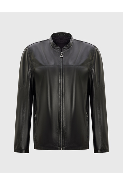 İLVİ Haji Genuine Leather Black Men's Coat