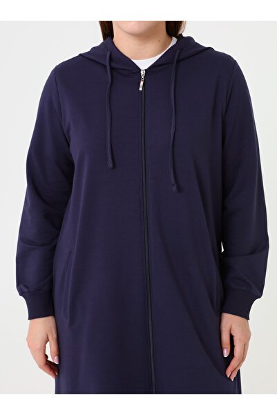 ALİA Чорна куртка великого розміру з капюшоном, застібкою-блискавкою та кишенями - темно-синя -