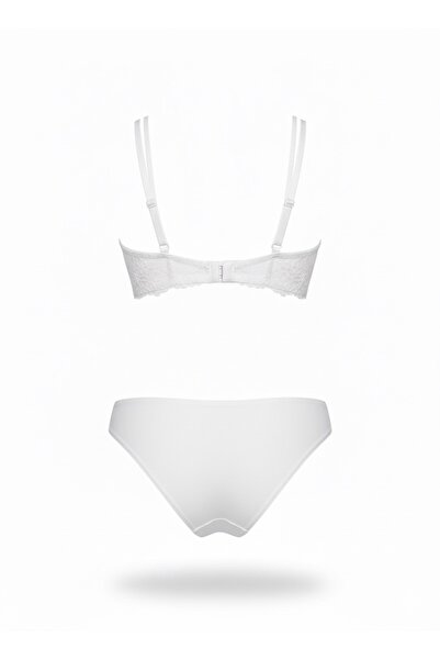 To Bunique Lace Detailed Adjustable Strap Underwire Push-Up Bra Panty Set - Boxed