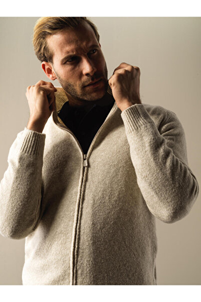 Xint Ekru Yumuşak Dokulu Regular Fit Triko Hırka