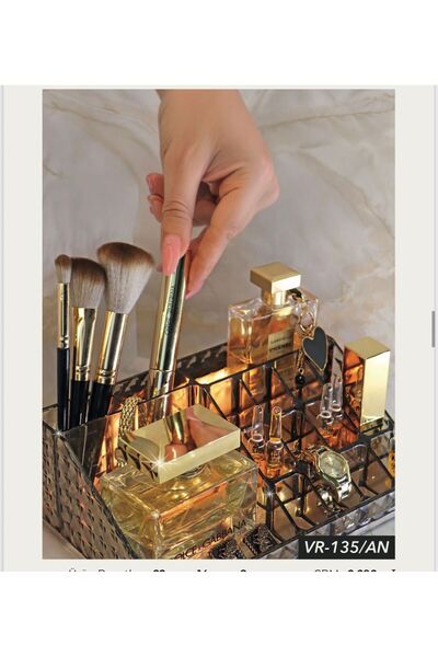 Genel Markalar Şeffaf 16 Bölmeli Çok Amaçlı Makyaj ve Takı Organizeri Antrasit