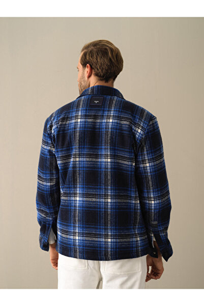 Xint Erkek Lacivert Yumuşak Dokulu Oversize Gömlek Ceket