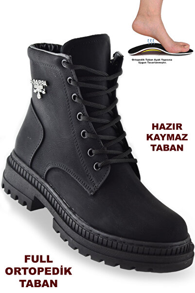 ISPARTALILAR 633 Günlük Bağcıklı Fermuarlı Kadın Bot Ayakkabı Postal Çizme