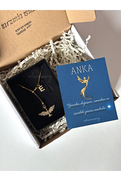 Alis Accessory Harfli anka kuş asansör kolye