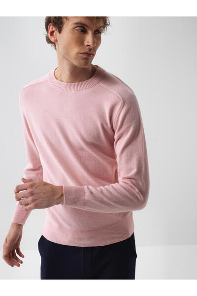 Xint Erkek Pembe Yünlü Basic Kazak