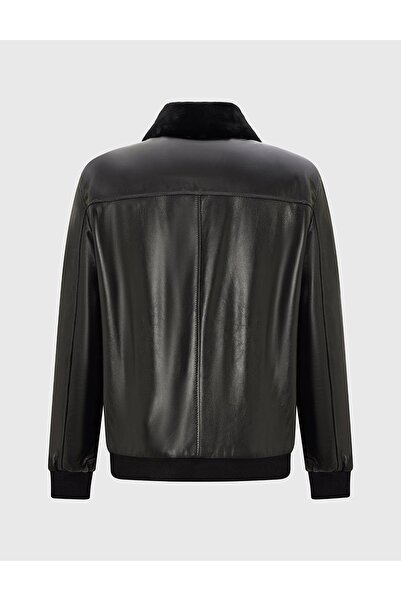 İLVİ Clay Genuine Leather Black Men's Coat