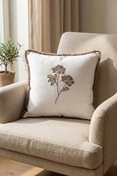 JOJOMIA غطاء وسادة أودين مقاس 45x45 مطرز باللون الكريمي