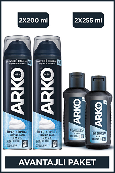 Arko Men Cool Tıraş Köpüğü 2x200 Ml &  Cool Tıraş Sonrası Kolonya 2x255 Ml