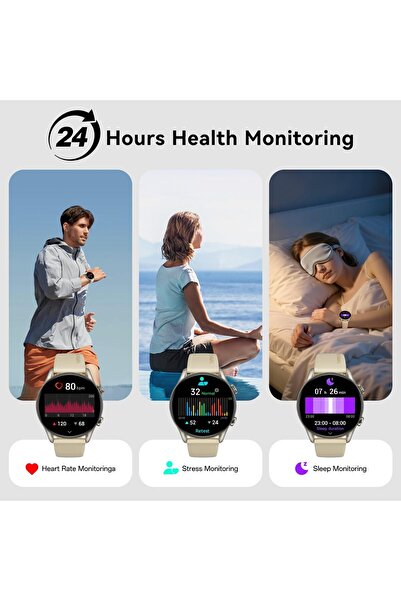 Weofly Spirit 2 Smart Watch, 1.39" HD Touch Screen Smartwatch for Men Women Fitness Tracker (Gold)