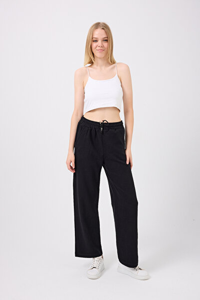 Silk & Spice بنطلون رياضي نسائي من قماش سالونيك مريح مع خصر مطاطي وجيوب وتفاصيل أربطة