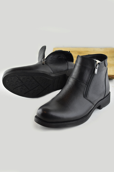 ISPARTALILAR 3406 Γνήσιο δέρμα Ανδρικές Μπότες Παπούτσια με Γούνα Εσωτερικά Ορθοπεδική Σόλα Δερμάτινες Μπότες με φερμουάρ