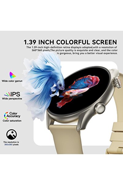 Weofly Spirit 2 Smart Watch, 1.39" HD Touch Screen Smartwatch for Men Women Fitness Tracker (Gold)