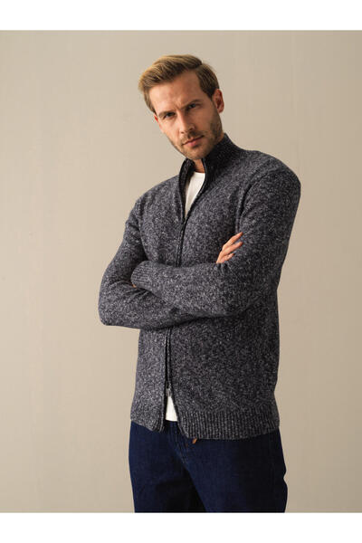 Xint Lacivert Yumuşak Dokulu Regular Fit Triko Hırka