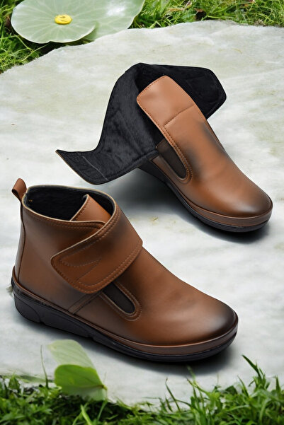 ISPARTALILAR Γυναικείες μπότες ορθοπεδικής σόλας 140 μοντέλου Velcro Black - Μπότες