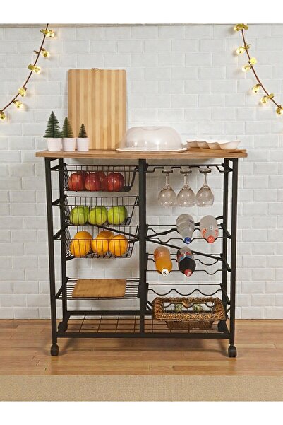 Bye Concept More Çok Amaçlı Ada Masa Metal Mutfak Bar Bango Tekerlekli Sebzelik Ve Kahve Köşesi