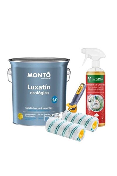nanomax SET 3 BATHROOM PAINT KIT BIO Cleaning Detergent, Water-Based Paint Dark GREY, Roller