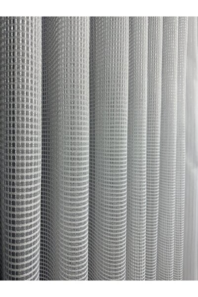 Home Kare Desenli Özel Dikim Modern Tül Perde Ütü Gerektirmez