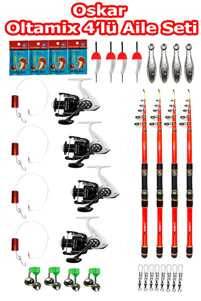 Oskar Oltamix 4’lü Aile Seti Ranger 5000 Makina ASHER 3m 75-200 gr Atarlı Teleskopik Kamış
