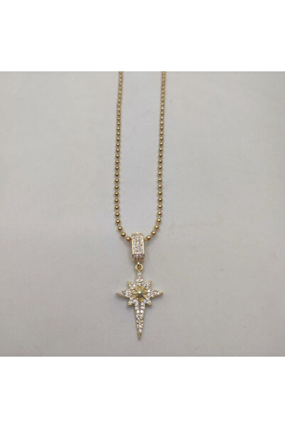 Caseras قلادة نسائية من الفولاذ المقاوم للصدأ على شكل نجمة ذهبية اللون من لولي