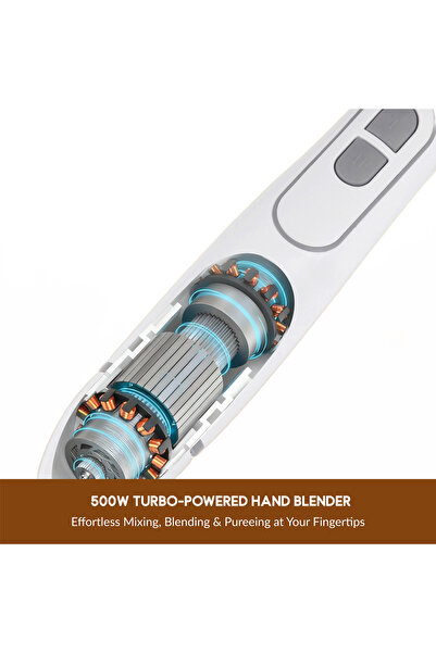 DOMEA 500 W Immersion Hand Blender with Stainless Steel Blades, Turbo Speed Function for Blending, P