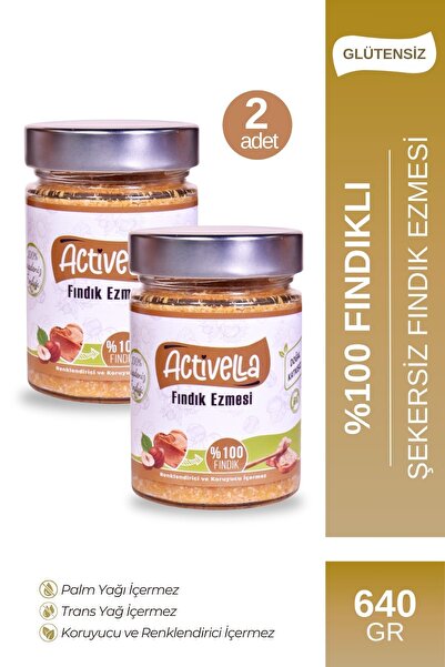 Şekersiz Fındık Ezmesi 320gr %100 Fındıklı X 2 Adet
