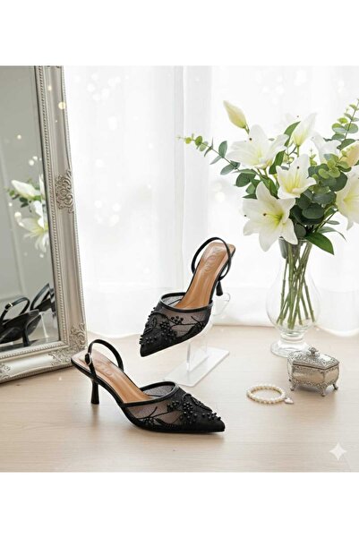 JOJO Women's transparent sandals with pearl embroidery