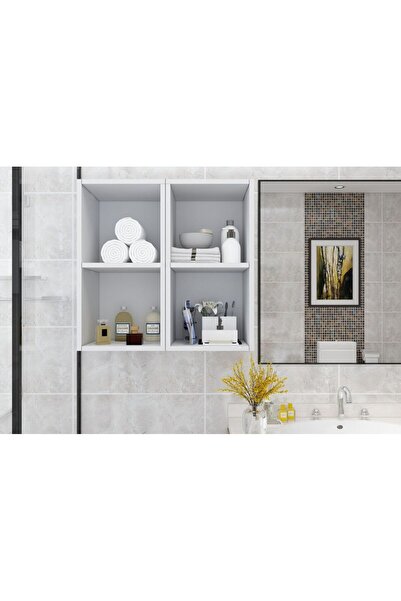 Nettrends Brut Açık Raflı Dört Bölmeli Duvar Tipi Banyo Rafı BNY-1034