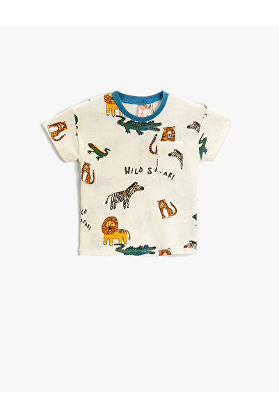 Koton Tricou cu mânecă scurtă cu imprimeu animal din bumbac