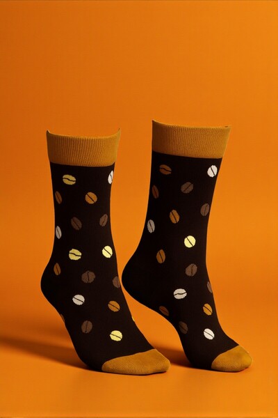 MRHERO Unisex Coffee-Bean Themed Multicolored Socks - Single Pack 1054-MH