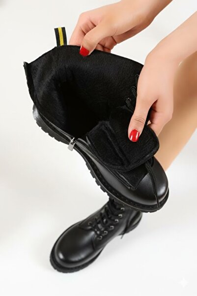 Ayax Černé (černě prošívané) neklouzavé podešev Šněrovací zip Denní dámské boty