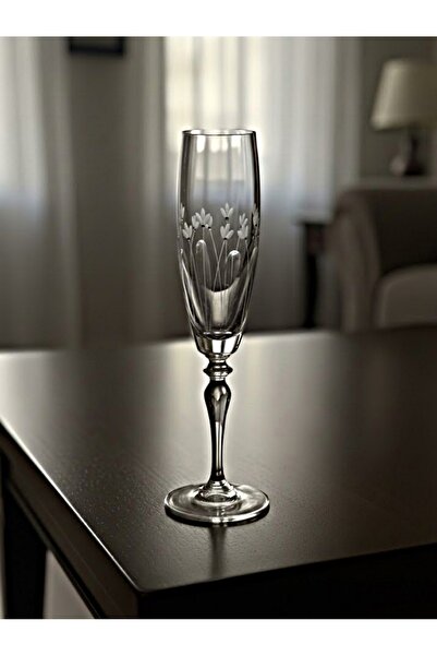 DECOSTYLE Tulip Stone Decorated Cornered Flute Champagne Glass - 44896 210 Cc