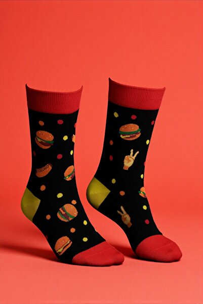 MRHERO 1004 Multicolored Unisex Single Pack Fast Food Themed Socket Socks