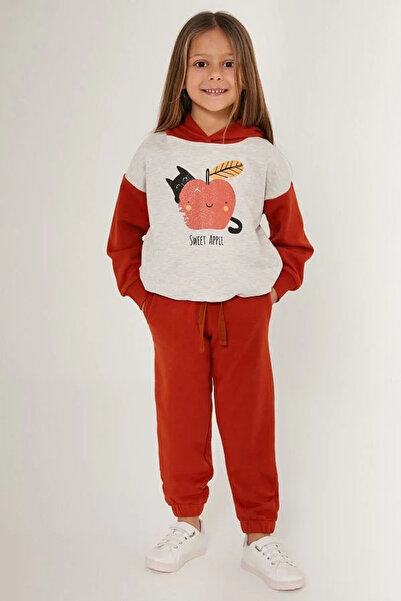 Rolypoly Apple White Girl's Tracksuit Set