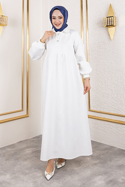 Tesettür Dünyası Φόρεμα κατάδυσης TSD250129 Λευκό