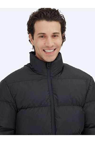 Kip Μαύρο κανονική εφαρμογή με γιακά casual υφαντό παλτό