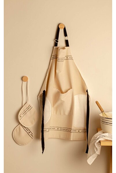 EMAYlab Mood Patterned Kitchen Apron and Holder Set (with Self-Towel-Adjustable Strap)