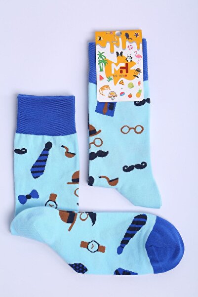 MRHERO Multicolored Gentleman Beyfendi Themed Cotton Single Unisex Socket Colorful Socks - 1006 Gentelmans