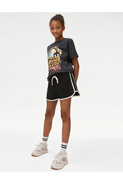 Marks & Spencer Saf Pamuklu Regular Fit Biker Şort (6-16 Yaş)