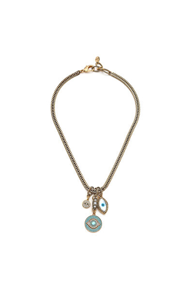 Mon Reve Evil Eye Symphony Göz Charm Altın Kaplama Zincir Kolye