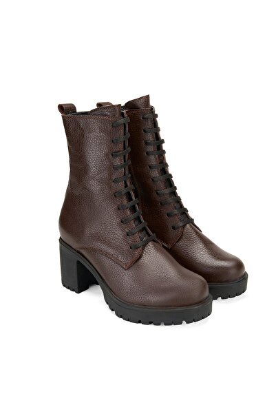 Desa Women's Brown Heeled Leather Boots