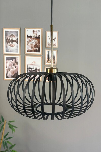 Bamyum Este Siyah Sarkıt Avize İnce Eskitme Başlık İç Mekan Aydınlatma Dekora...