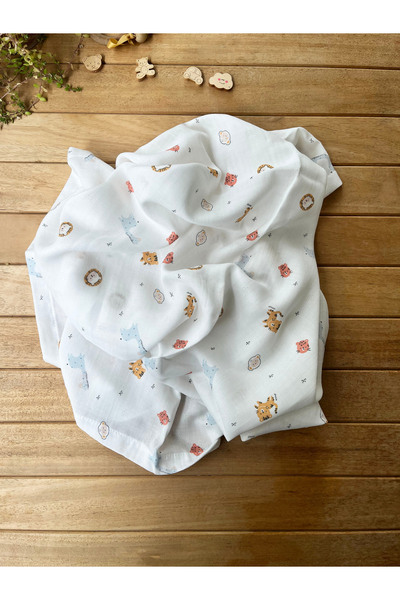 Bebitof 85X90Cm Organic Single Layer Oekotex Certified 100% Cotton Muslin Bla...