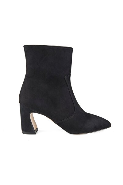Desa Women's Black Heeled Suede Boots