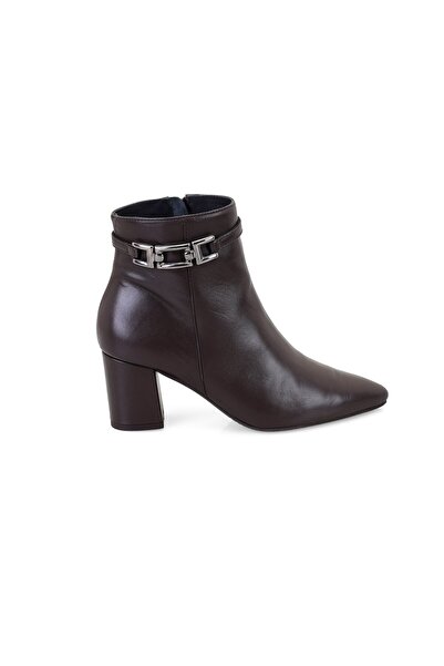 Desa Brown Women's Desacomfort Heeled Leather Boots with Buckle Accessories