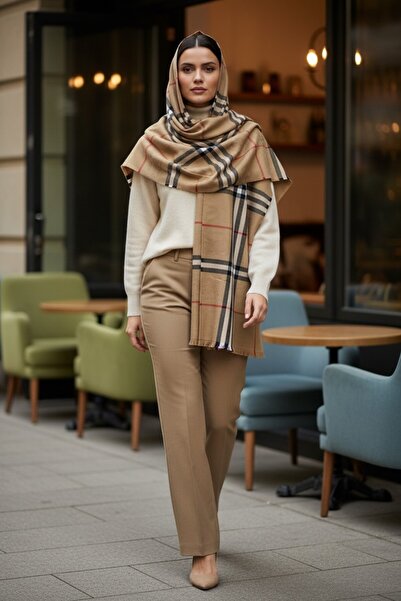 Onur Σάλι - Έχει εκδοθεί το προσαρμοσμένο ελαφρύ καρό σάλια με καρό σχέδιο, κατάλληλα για χρήση το καλοκαίρι και το χειμώνα Trend Model Trend Store