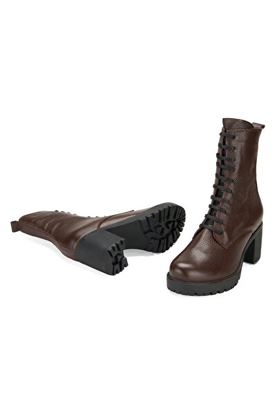 Desa Women's Brown Heeled Leather Boots
