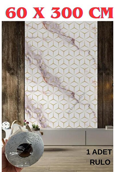 Renkli Duvarlar 60cmx300cm Tek Parça Yapışkanlı Rulo Mermer Desenli Duvar Paneli Kağıdı Silinebilir CF-1008-RİVO