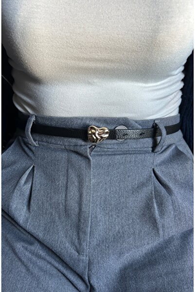 LİA KEMER Curea cu cataramă aurie pentru femei, cu model de inimă în relief, ...