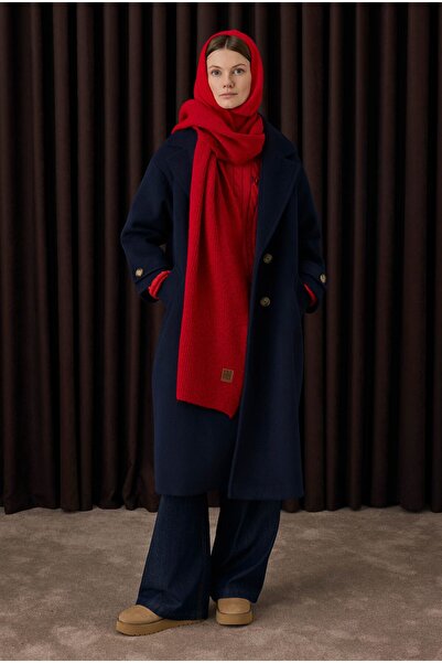 HEQA Μπράτσο Επωμίδα Λεπτομερές Παλτό Navy Blue