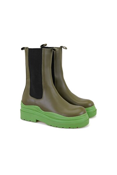 Desa Kadın Yeşil Deri Chelsea Bot